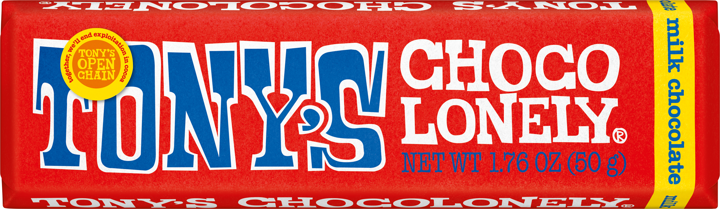 Tony’s Chocolonely milk chocolate 32% small bar.